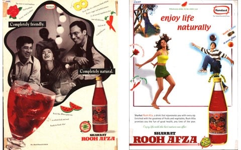 Print campaign of Rooh Afza in the 1980s. (Image source: Hamdard Laboratories India)