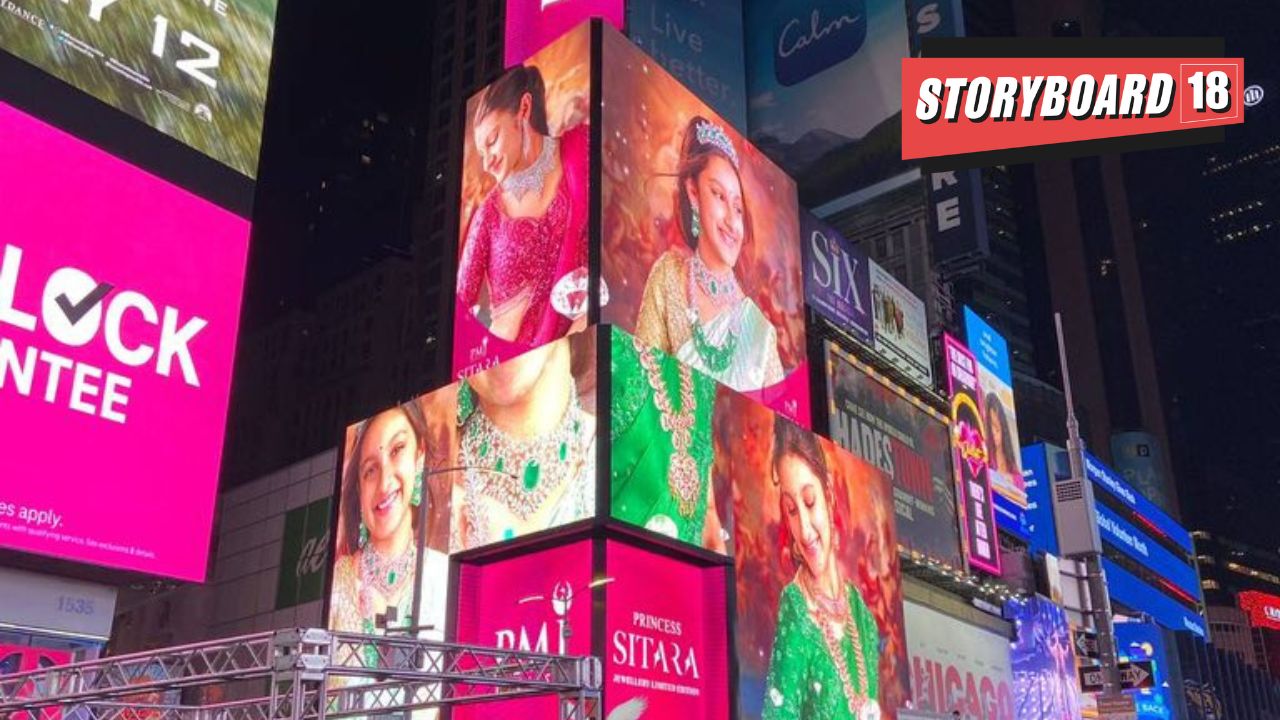 Mahesh Babu’s 11-year-old daughter Sitara on the famous Times Square Billboard (Image by @SSMBSpace via Twitter)