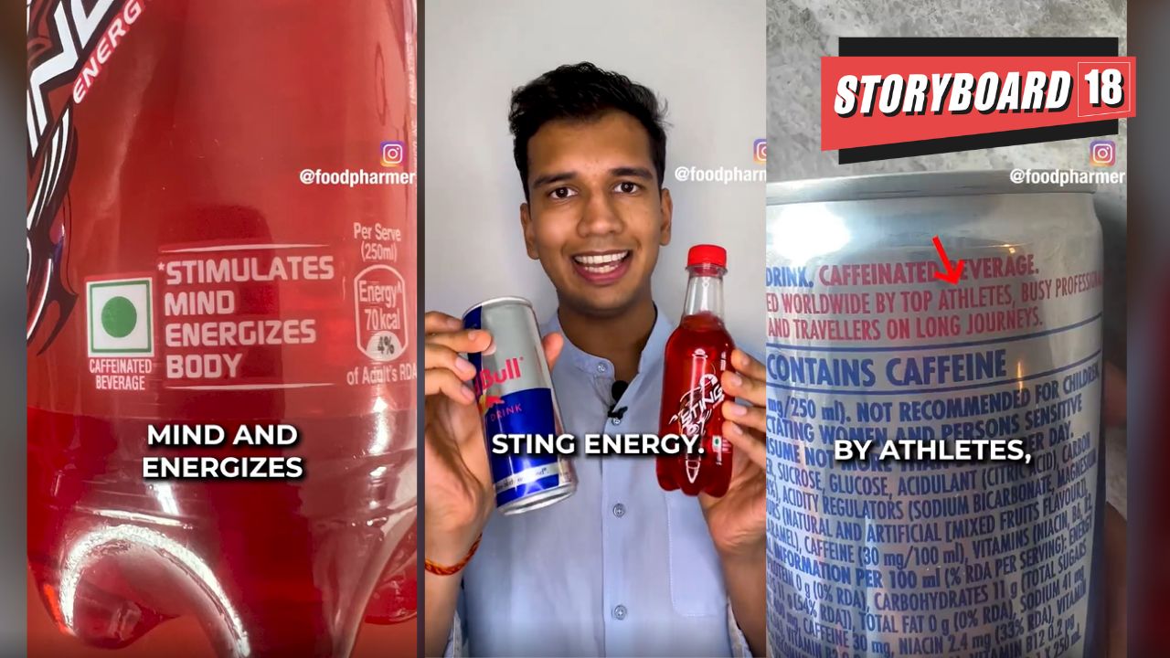 Himatsingka highlights that while a Red Bull 250 ml can has almost 7 teaspoons of sugar, a Sting 250 ml bottle has 4 teaspoons of sugar content. He goes on to add that while Sting has less sugar content, it does use multiple artificial sweeteners (Sucralose, Acesulfame Potassium).