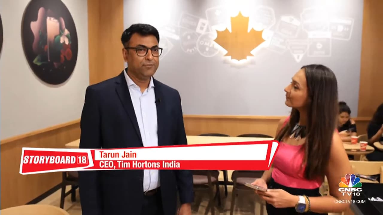 Tarun Jain, CEO, Tim Hortons India along with Storyboard18's Shibani Gharat.