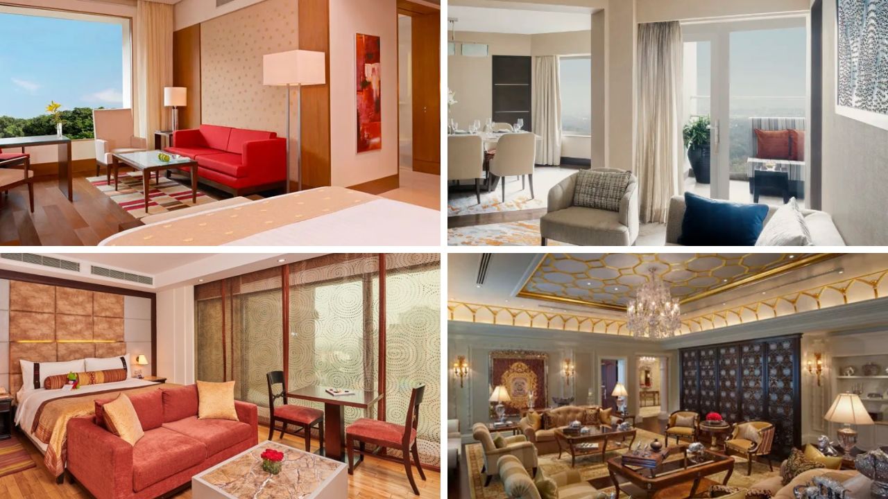 Over 30 luxurious hotels have been reserved for G20 delegates. (Image source: From left to right - Oberoi hotel Gurugram, Shangri-La, The Lalit, The Leela)