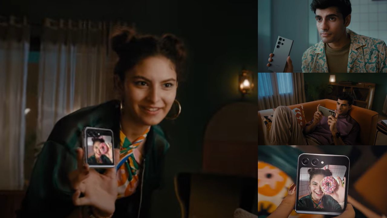 The campaign features two Galaxy products from the house of Samsung. Galaxy S23 Ultra and Galaxy Z Flip5 are the centrepiece of this campaign as they address the needs of Gen Z and millennials with a variety of features. (Stills from the ad)