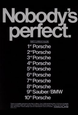 Nobody’s Perfect Retro Porsche Ad