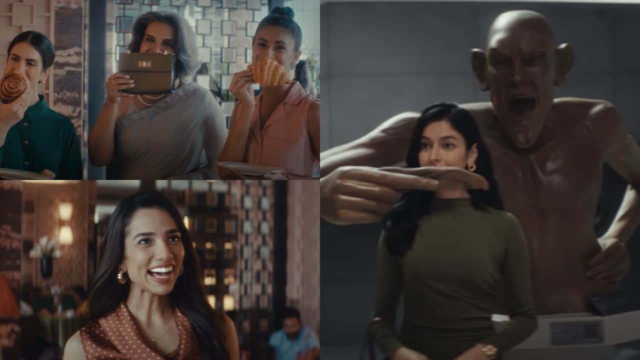 Stills from a Colgate ad campaign highlighting the functional benefit of Colgate Visible White toothpaste through a series of humorous scenarios.