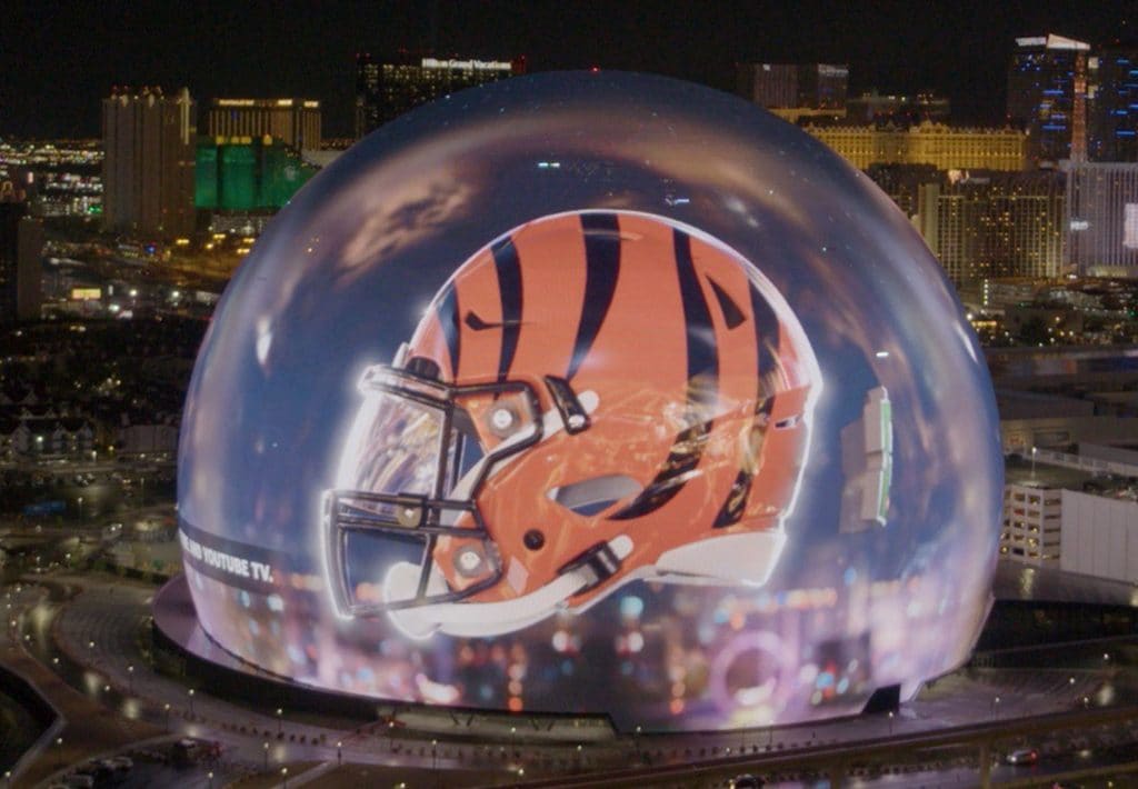 Vegas MSG Sphere displays 32 NFL helmets in first brand campaign