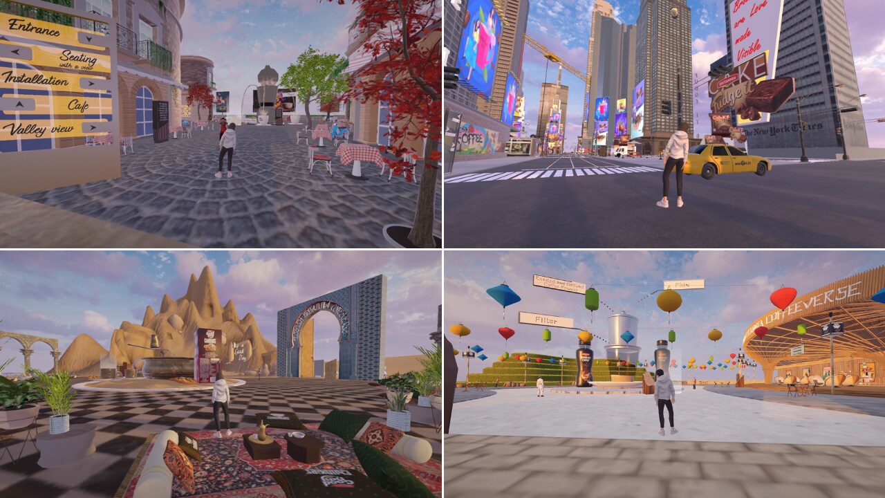 The metaverse experience includes cafes of Italy to the streets of New York, landscapes of Vietnam, and traditions of Turkey, alongside an exploration of the BiscafeLand.