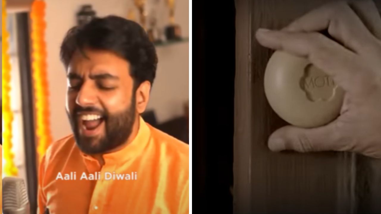 The 44-second song is a recreation of the famed line of the Moti soap ad, whose catchphrase is ‘Uta Uta Diwali aali. Moti Snanachi Vel Zali’ (Wake up, Diwali is here. It is time to bathe with Moti soap). (Stills from the videos)