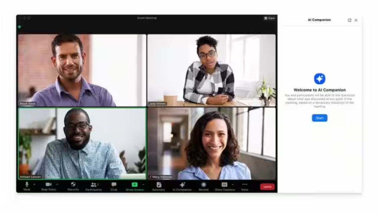 Users can enhance their productivity and be better prepared for their workday with Ask AI Companion, which will gather, synthesize, and share information from Zoom Meetings, Mail, Team Chat, Notes, Docs, and more. (Image source: Moneycontrol)