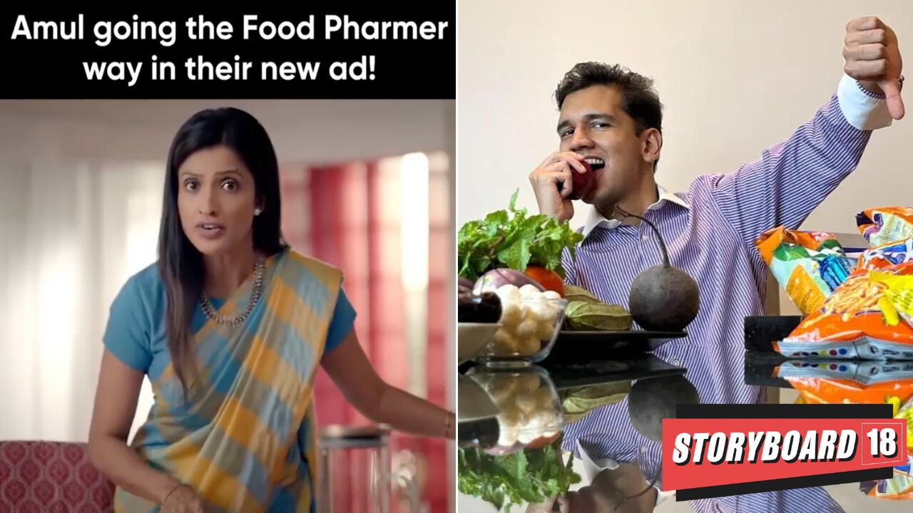 The caption on the video reads: "Amul going the Food Pharmer way in their new ad."