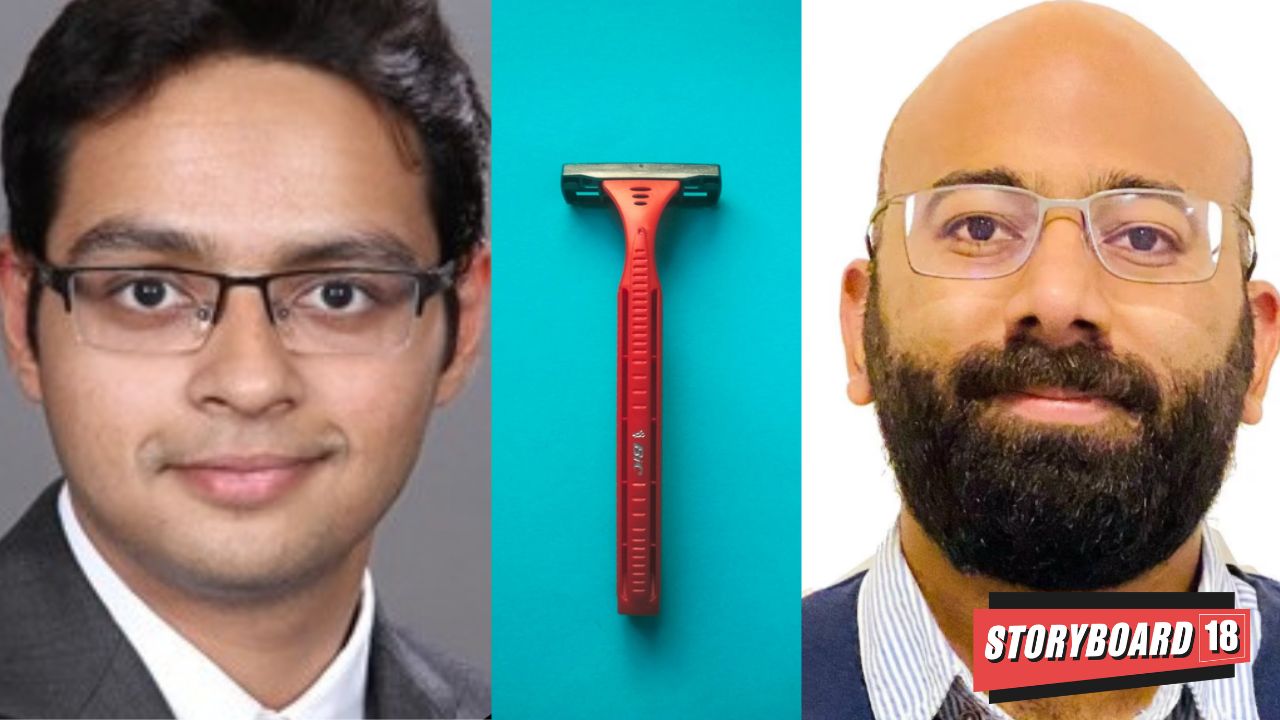 Rushabh Shah of Caresmith seizes an opportunity amid Bombay Shaving Company's controversial ad backlash.(Images sources from Linkedin, Unspalsh and Moneycontrol)