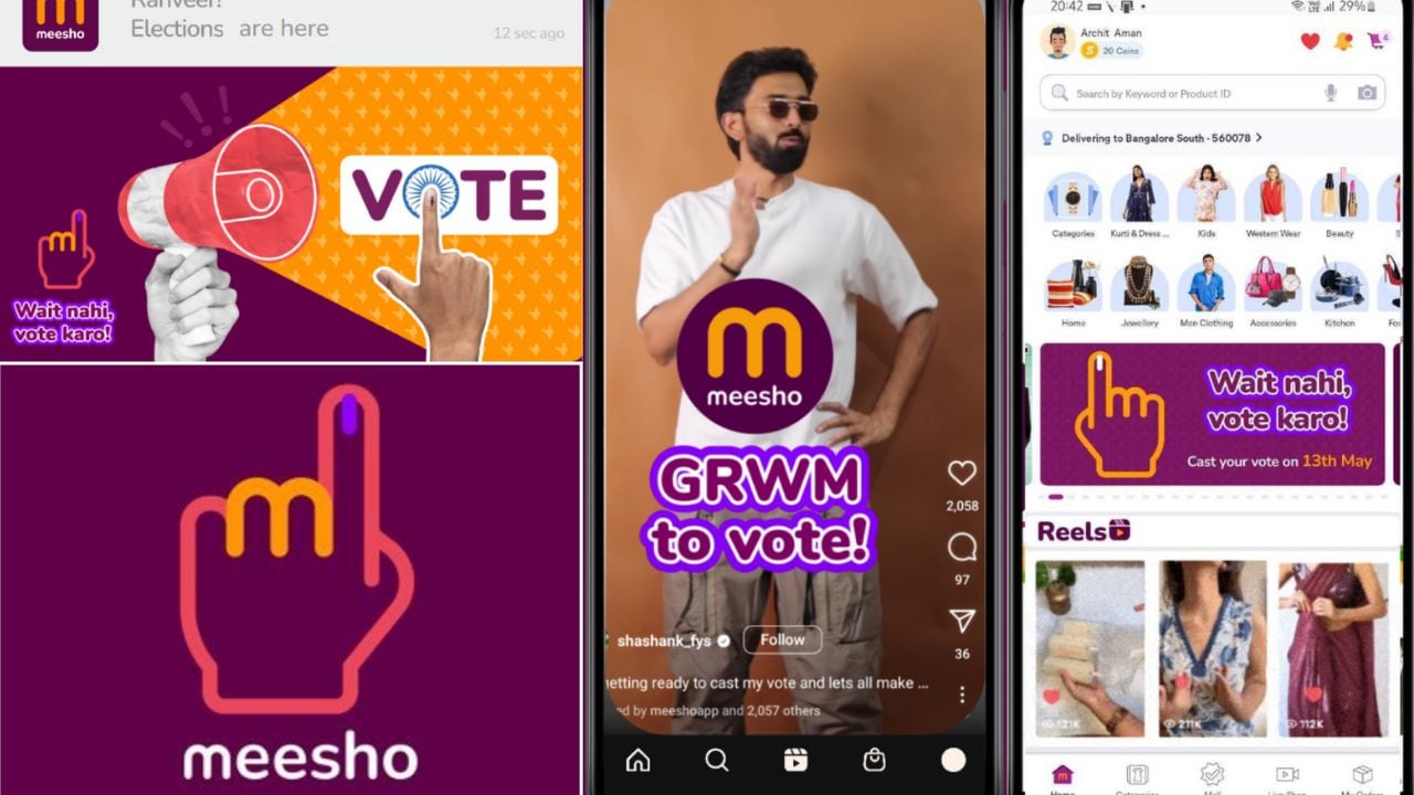 The updated logo seamlessly integrates the iconic Meesho "m" with a finger bearing the ink mark, symbolising the platform's dedication to increasing voter participation.