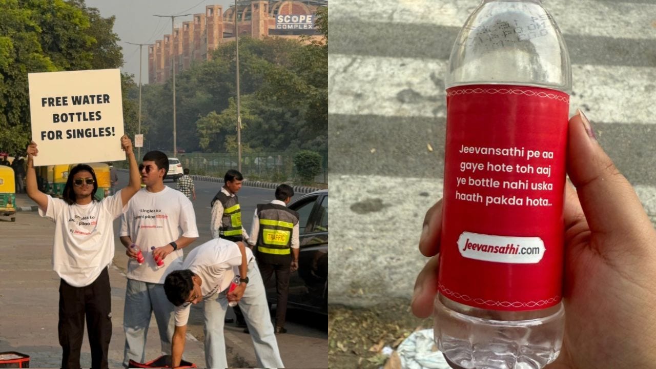 Outside the stadium, volunteers from the matrimonial site Jeevansathi.com handed out free water bottles to single attendees.