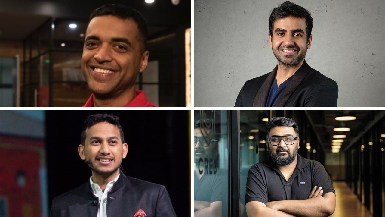 Whether you're looking to learn from industry giants, hear emotional real-life stories, or understand the intricacies of India’s startup ecosystem, there’s something for every type of listener. (Left to right clockwise: Zomato's Deepinder Goyal, Zerodha's Nikhil Kamath, CRED's Kunal Shah, OYO's Ritesh Agarwal)