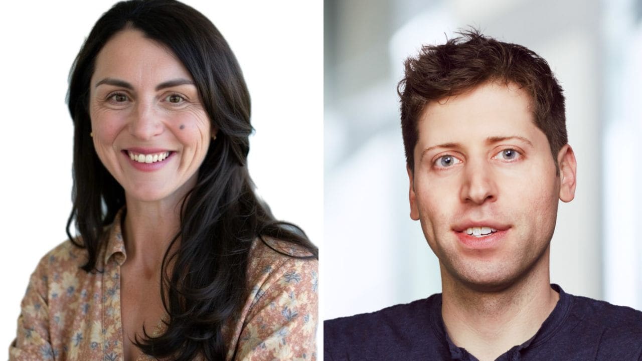 Kate Rouch began her career as a consultant at The Bridgespan Group, and then worked at Meta. During her stint at Meta as vice president, global head of brand and product marketing, Rouch spent over a decade at Meta. She led brand and product marketing for Instagram, WhatsApp, Messenger, and Facebook. (Image source: Kate Rouch and Sam Altman (Chan Zuckerberg Biohub))