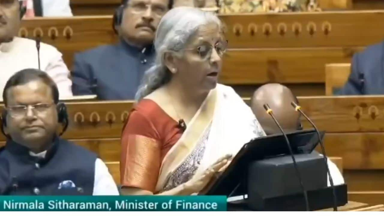 FM Nirmala Sitharaman at Parliament during Budget speech 2025