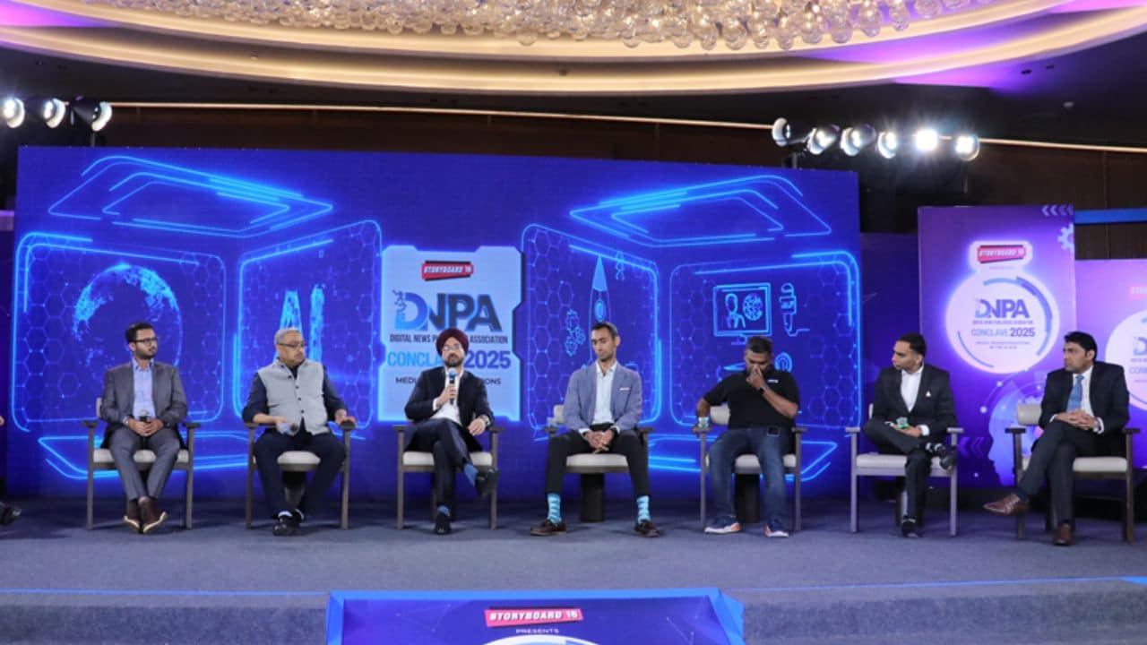 Storyboard18 DNPA Conclave (L to R): Prateek Chowdhury, Ankush Sabharwal, Kawaljit Singh Bedi, Siddharth Srinivasan, Shaurya Rao Nigam, Puneet Jain, Shaurya Sahay