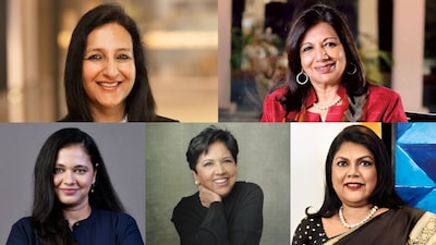 From pioneering biotech solutions to revolutionizing consumer experiences, these leaders inspire with their resilience, strategic acumen, and commitment to equity. (L-R clockwise: Hina Nagarajan, Kiran Mazumdar-Shaw, Falguni Nayar, Indra Nooyi, Prabha Narasimhan)