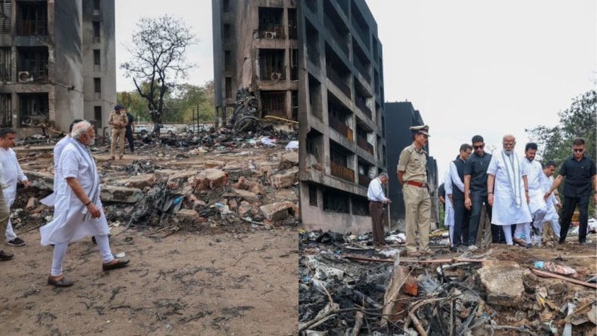 PM Modi visits Air India crash site in Ahmedabad