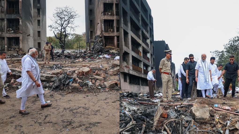 PM Modi visits Air India crash site in Ahmedabad