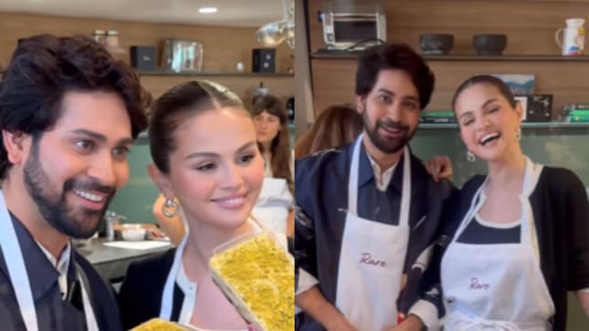 Ankush Bahuguna (L), Selena Gomez (R)