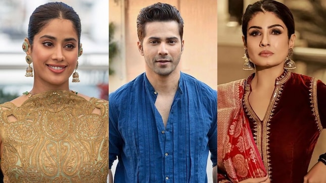 Left to Right: Janhvi Kapoor, Varun Dhawan, Raveena Tandon