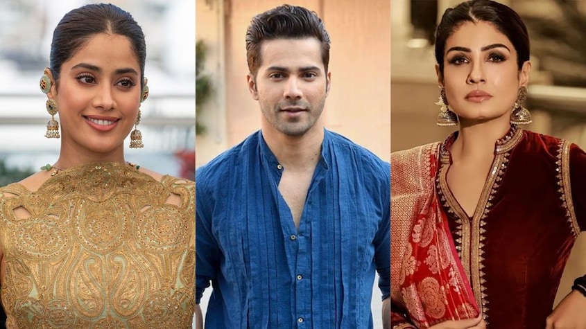 Left to Right: Janhvi Kapoor, Varun Dhawan, Raveena Tandon