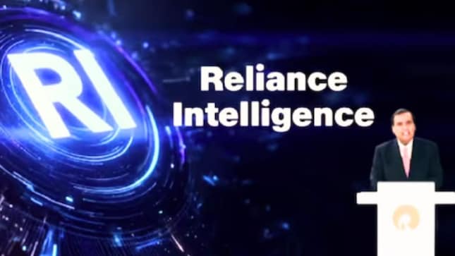 "Jio delivered digital everywhere, for every Indian. Reliance Intelligence will deliver AI everywhere, for every Indian," Ambani said. (Image source: Moneycontrol)