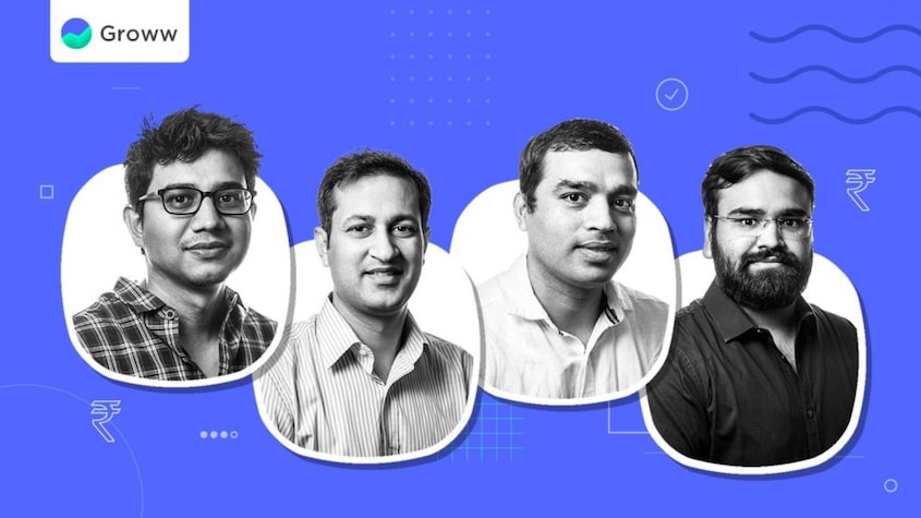 Groww co-founders (L to R): CEO Lalit Keshre, COO Harsh Jain, CTO Neeraj Singh, and CFO Ishan Bansal. (Image source: Groww.in)