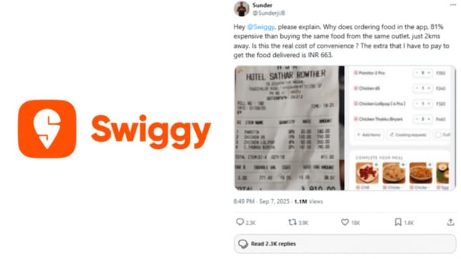In a post on X (formerly Twitter) that quickly went viral, the customer compared prices at a restaurant located just two kilometres from his home.