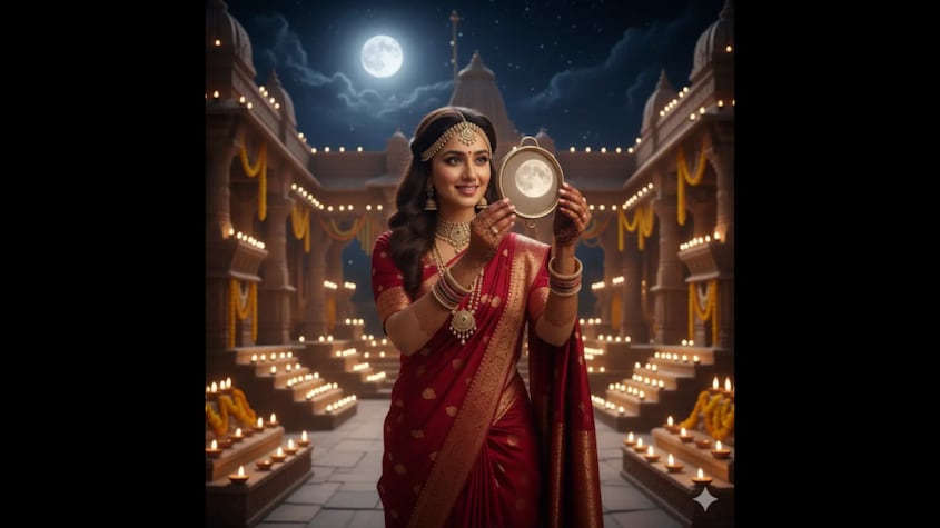 Generate unique animation style photos for the festive occasion of Karwa Chauth to post on your social media.