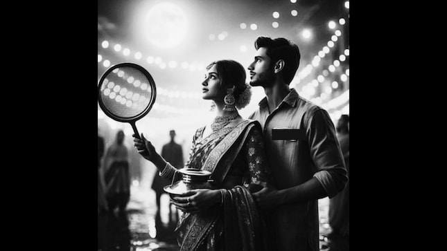 Create old films style black-and-white photos this Karwa Chauth with the Google Gemini Nano Banana tool.