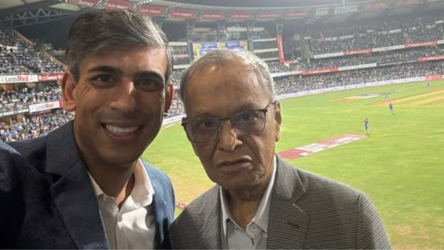 Rishi Sunak with his father-in-law Narayana Murthy