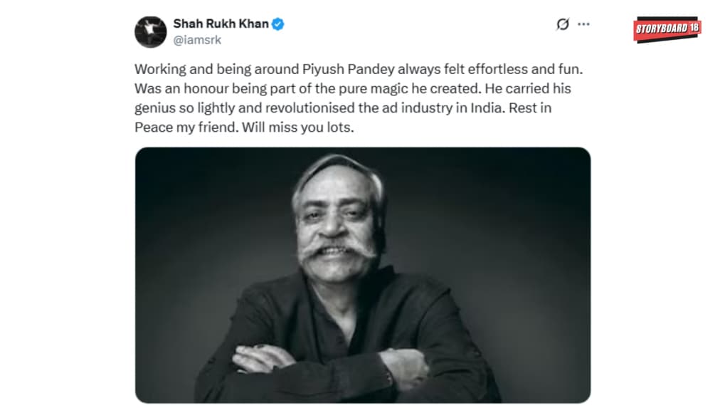 Shah Rukh Khan pays tribute to Piyush Pandey, the adman who redefined Indian advertising