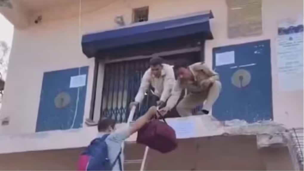 Viral video shows customers climbing ladder to enter SBI branch, watch