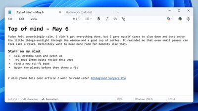 Microsoft Notepad, Image: Microsoft