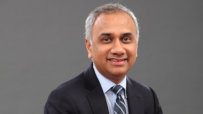 Infosys' Salil Parekh set out the company’s focus areas as AI strategy, data for AI, process for AI, agentic legacy modernisation, physical AI and AI trust