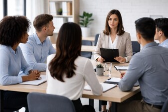 Job seeker exits interview after learning health insurance limited to few employees (AI-generated image)
