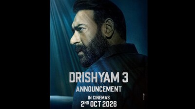 ‘Drishyam 3’ opens at Rs 95.10 crore worldwide, records Ajay Devgn’s biggest opening 

The third film in the franchise has been officially titled Drishyam: The Conclusion, indicating that Vijay Salgaonkar's journey is heading towards its final chapter. The first-look posters have already hinted at the emotional core of the story, with Vijay once again putting his family above everything else.