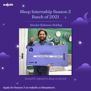 Wakefit Sleep Internship season 2 finalist, Abadur Rahman Siddiqi 