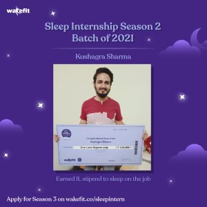 Wakefit Sleep Internship season 2 finalist, Kushagra Sharma 