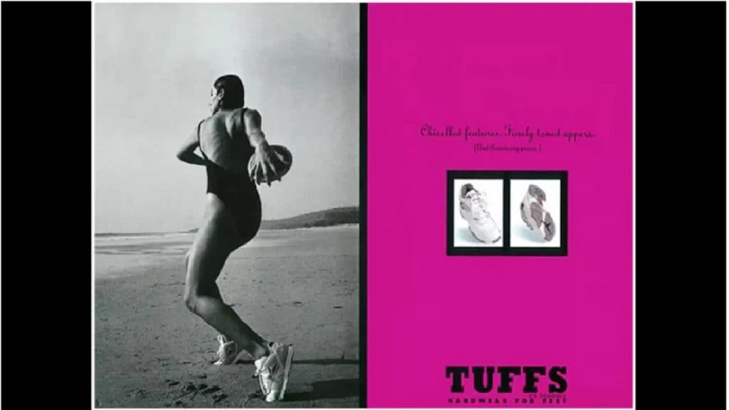 The Tuffs shoes advertising campaign was shot by Prabuddha Dasgupta with models Madhu Sapre (above) and Milind Soman.